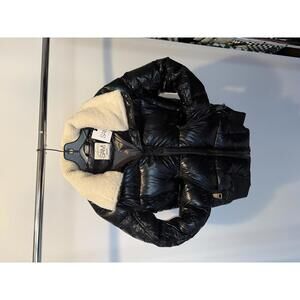 SAM Black Puffer Jacket with Sherpa Lining and Elbow Patches